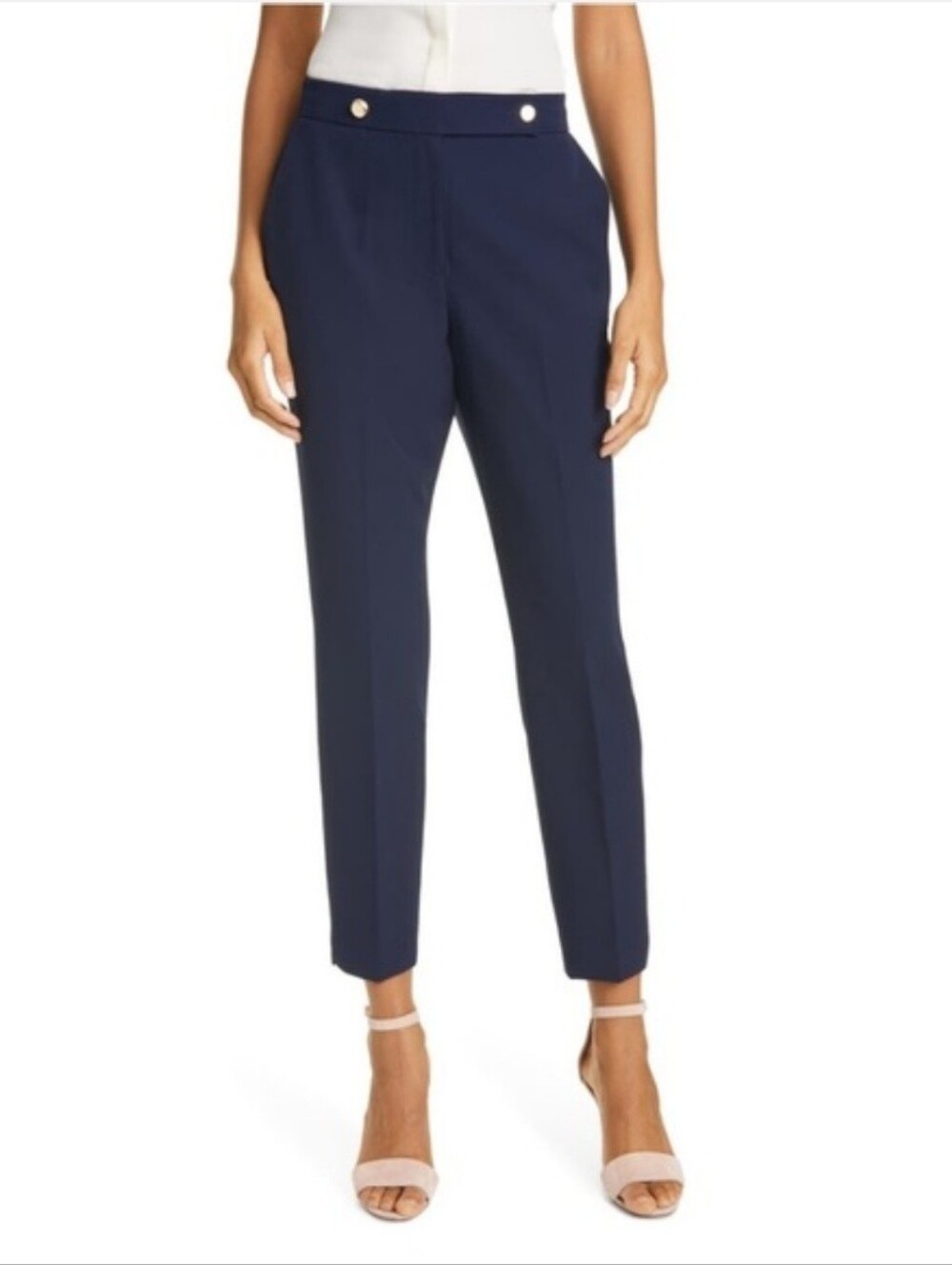 Ted Baker Reset Trouser Pant Navy Blue Women's Size 4 US 10 High Rise Minimalist